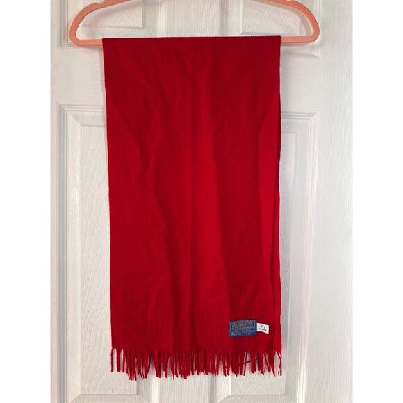Vintage Pendleton Red Scarf with Fringe Made in USA - Picture 1 of 9